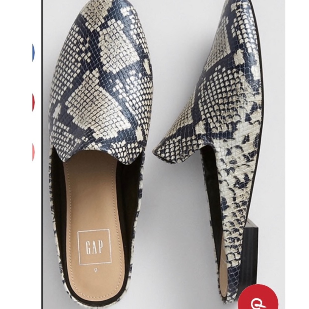 GAP Snakeskin Mules Slip On Women’s 7.5 Navy Casual Career Everyday